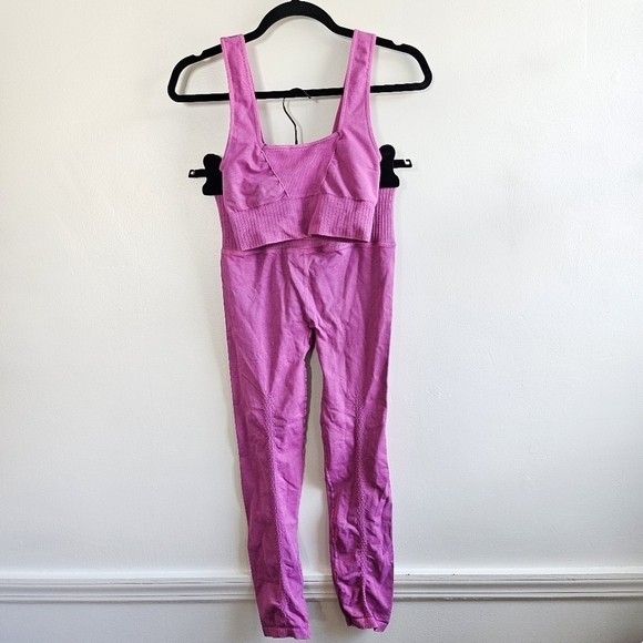 New FP Movement Good Karma Confetti Pink Top/Leggings Set XS/S Top + M/L Bottom - Picture 11 of 14